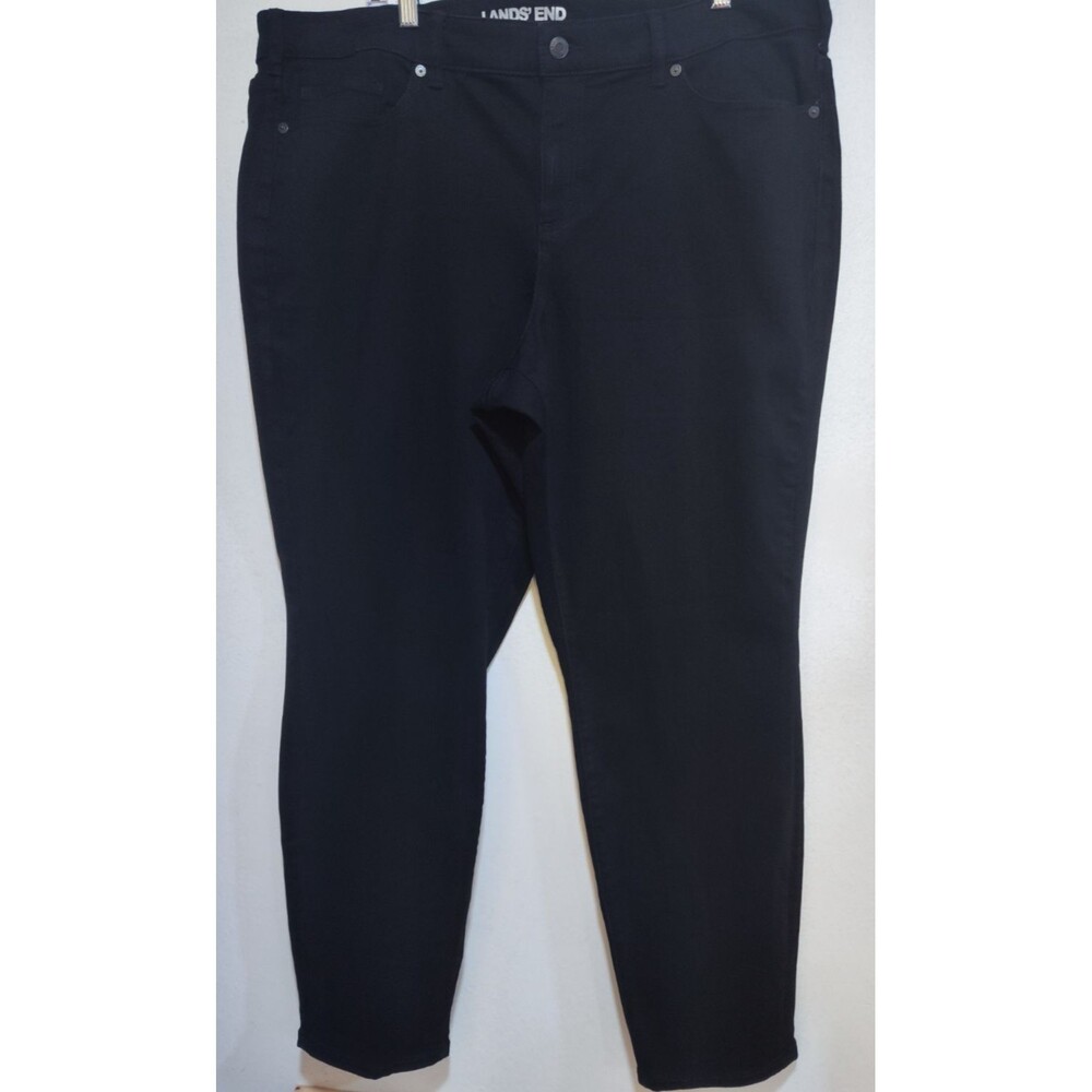 Land's End Women Black Jeans Size 22W Denim Cotton blend Straight Leg Pockets